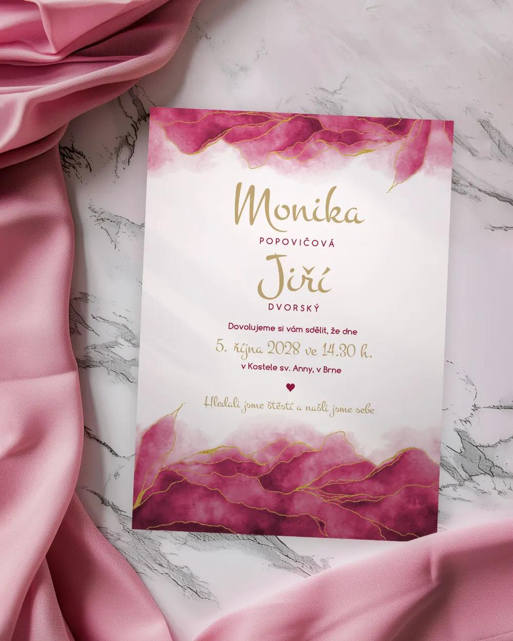 Svatební oznámení - Abstrakt 04 růžová 1/2