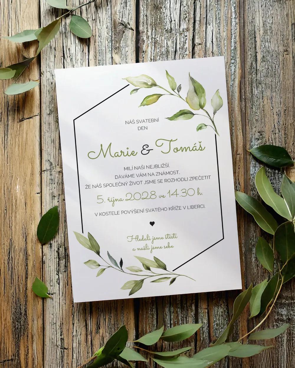 Svatební oznámení - Greenery 06 1/2