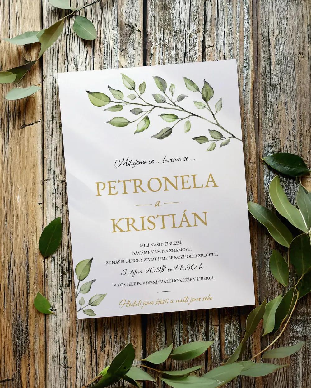 Svatební oznámení - Greenery 07 1/2