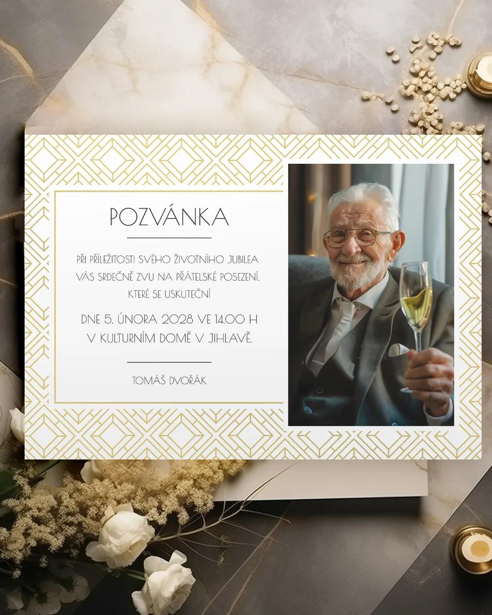 Pozvánka na narozeniny s fotkou Art Deco 01