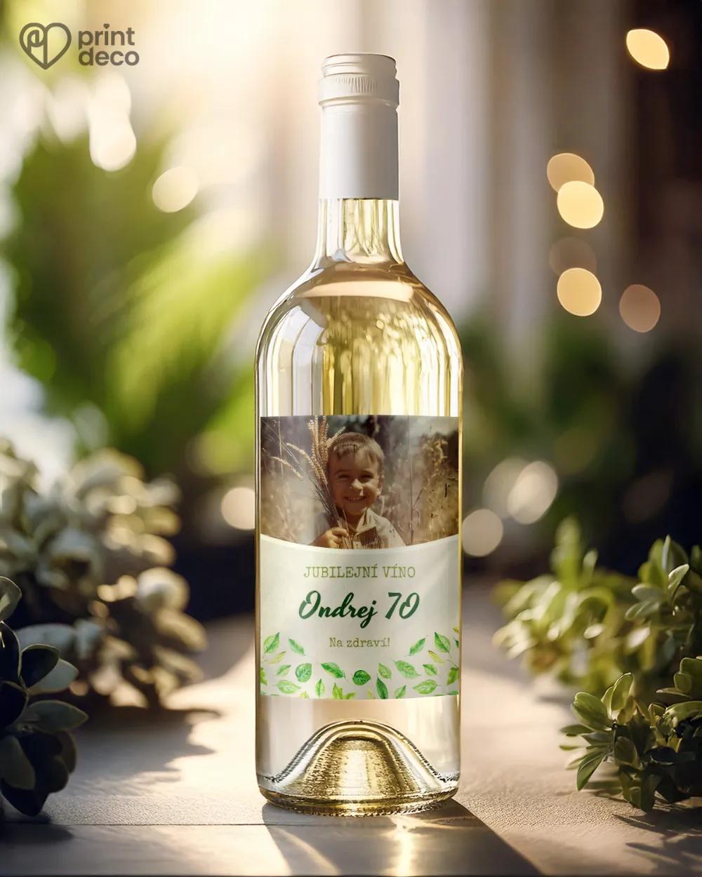 Etikety na láhve Zelené listy s fotografií 1/2