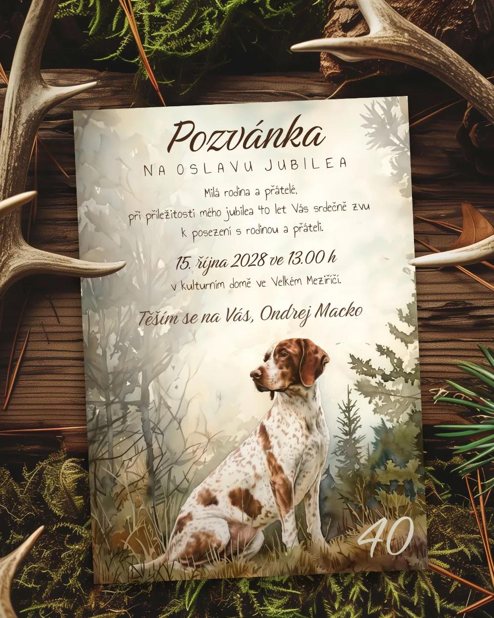 Pozvánka na narozeniny Lovecký pes 01
