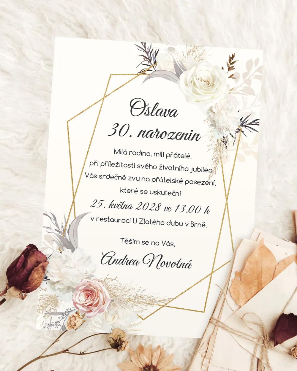 Pozvánka na narozeniny Rozkvetlé květiny 01