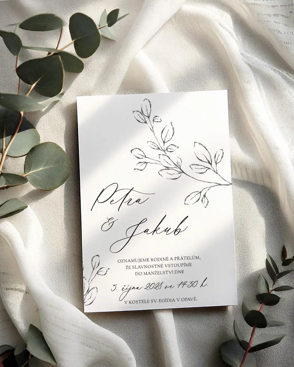 Svatební oznámení - Dopisy lásky bílá 1/2
