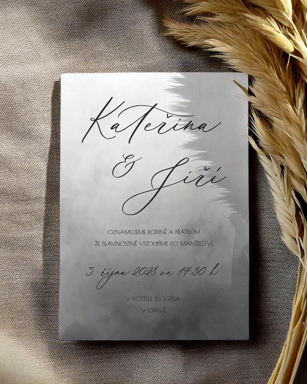 Svatební oznámení - Akvarelová láska (šedá)