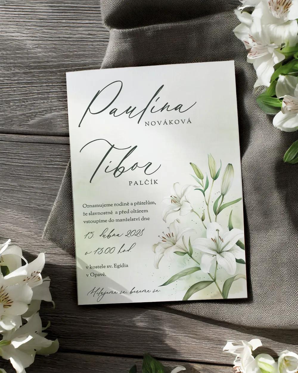 Svatební oznámení - Liliový slib II 1/2
