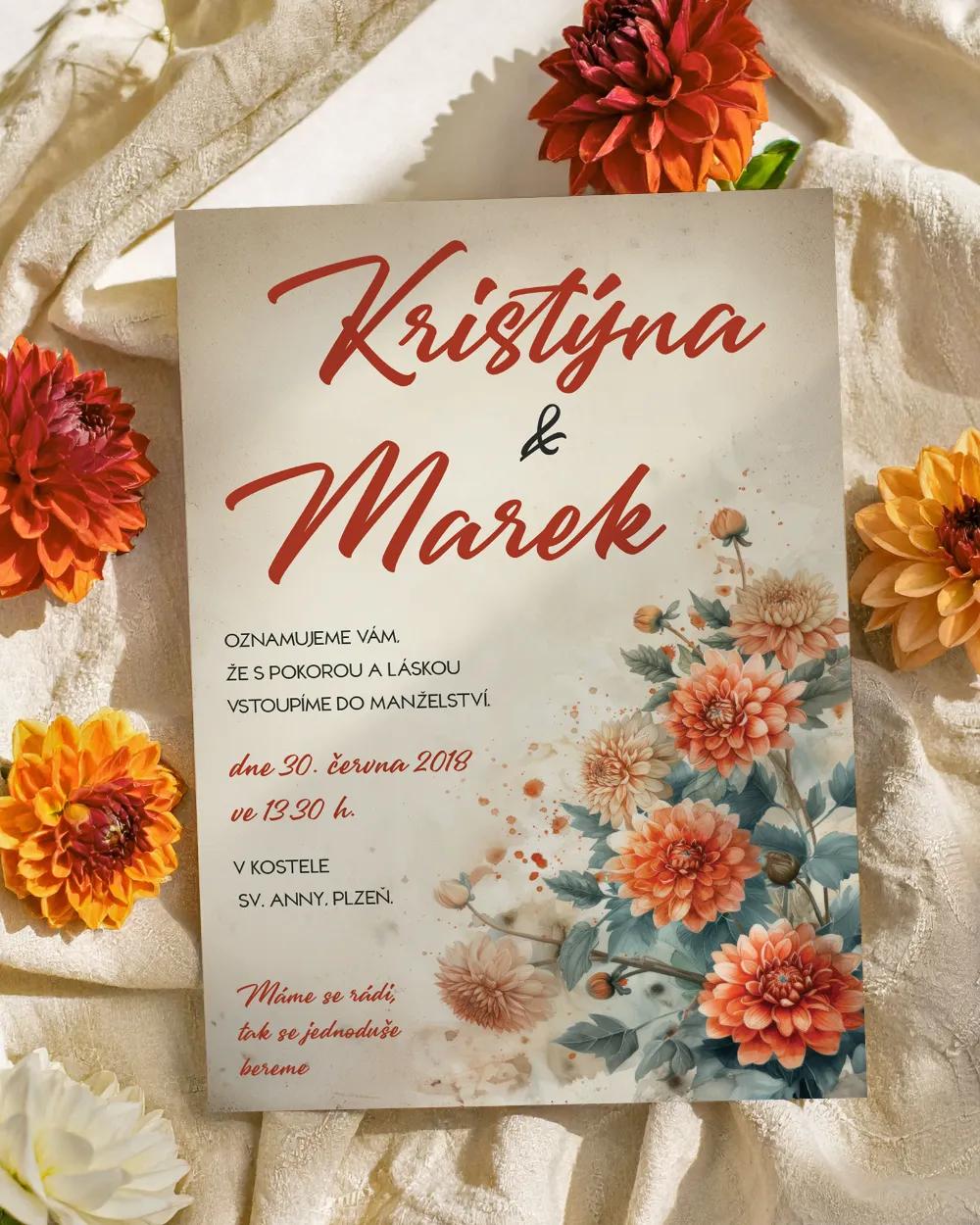 Svatební oznámení - Rozkvetlá láska