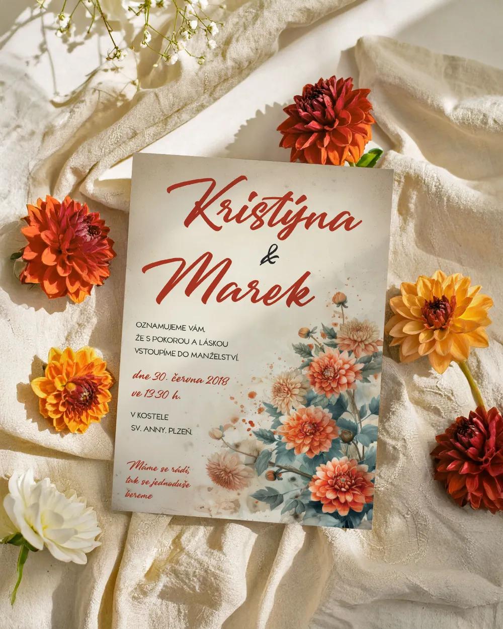 Svatební oznámení - Rozkvetlá láska 1/2