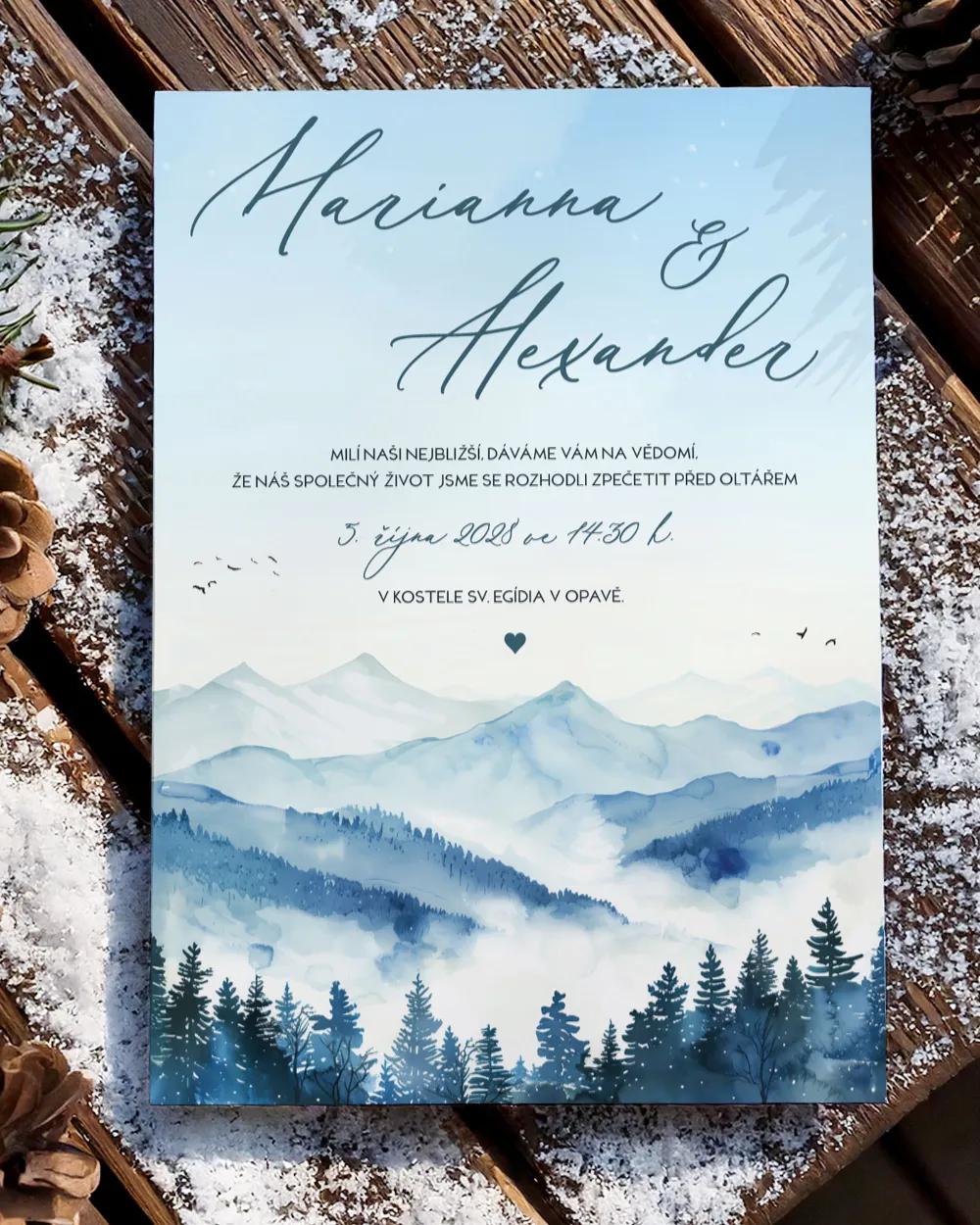 Svatební oznámení - Zimní objetí
