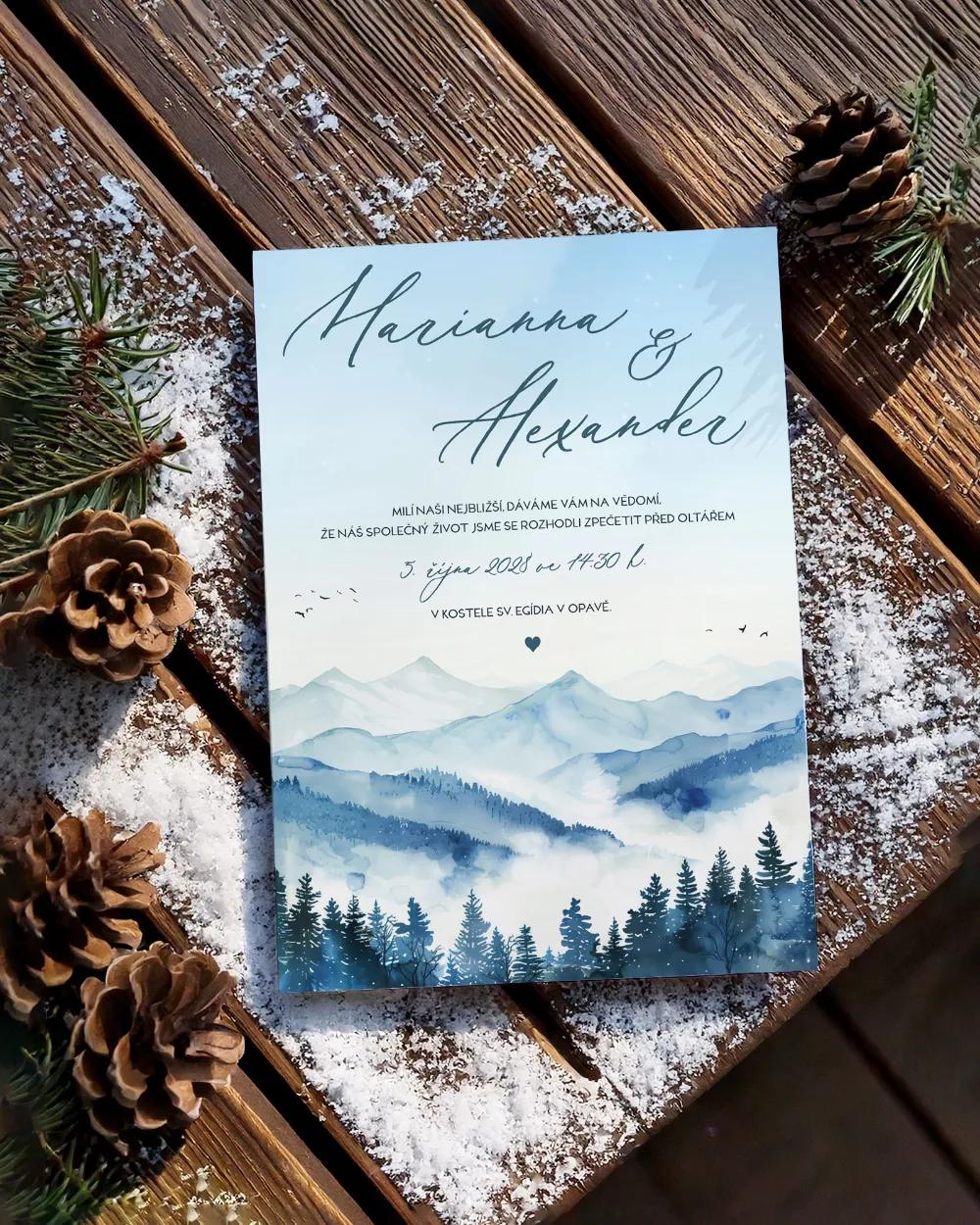 Svatební oznámení - Zimní objetí 1/2
