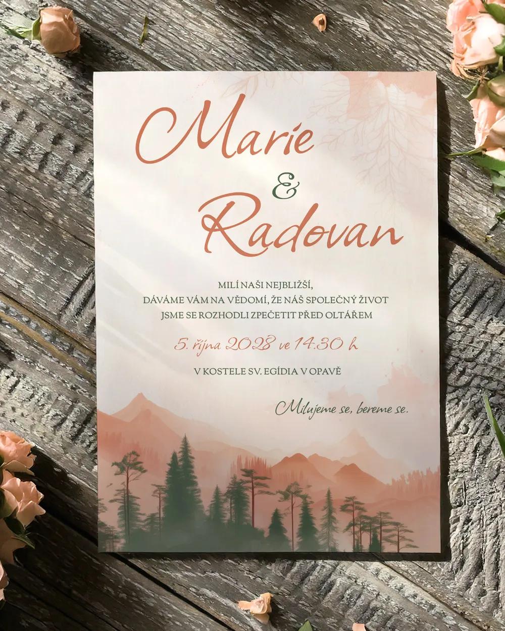 Svatební oznámení - Pohoří lásky
