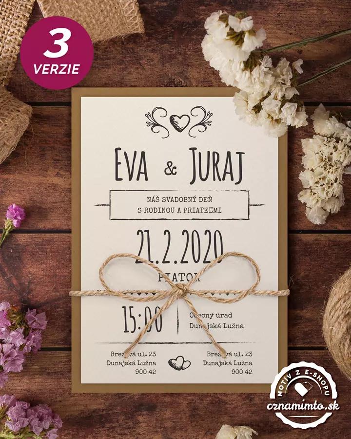 Jednoduché vintage svadobné oznámenia