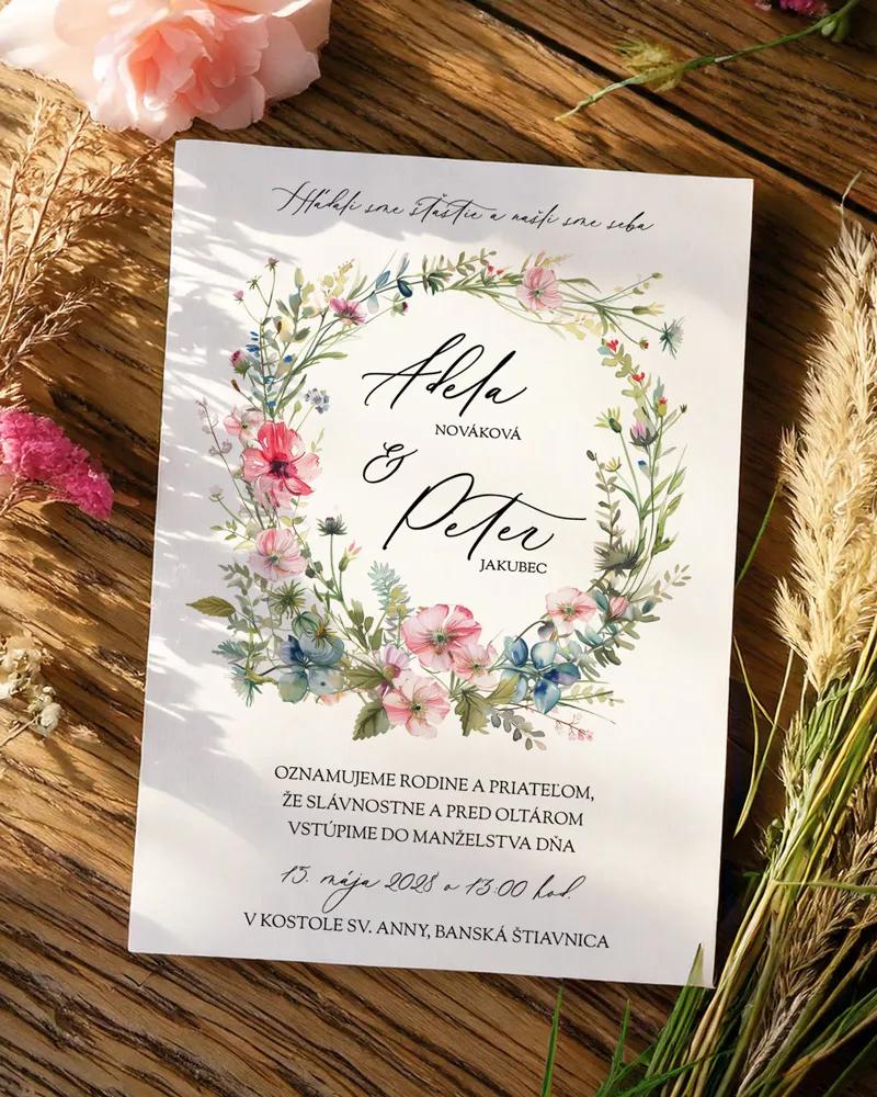 Svadobné oznámenia - Ružový venček II