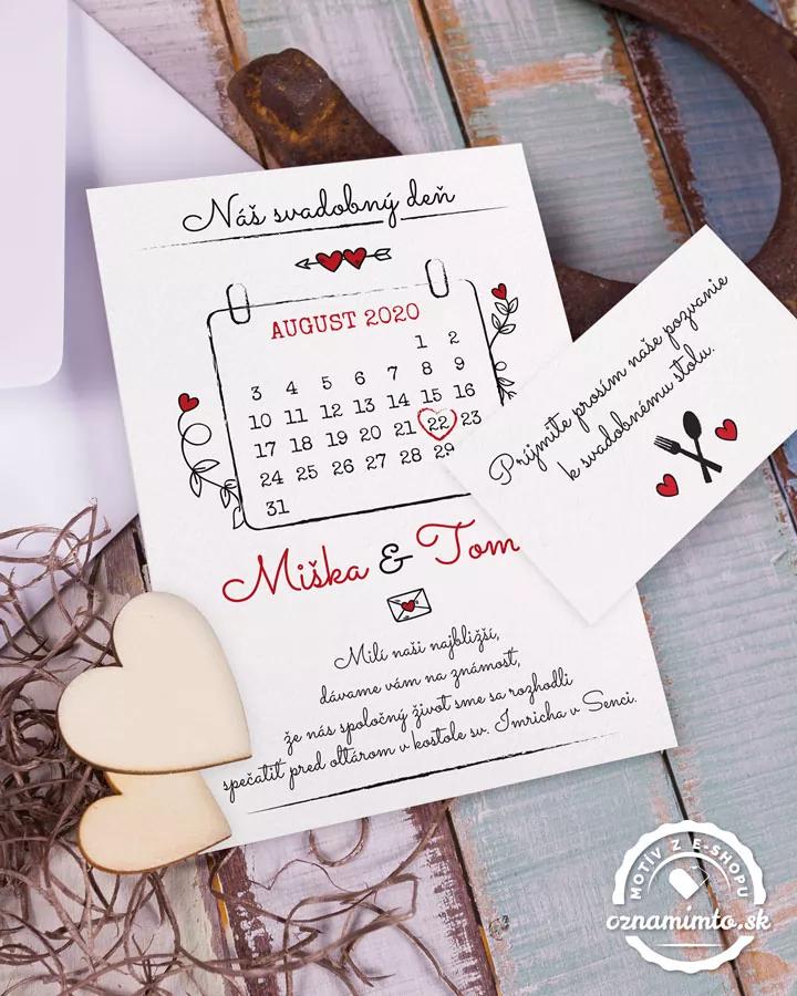 Jednoduchá svatební oznámení s kalendářem 2/3