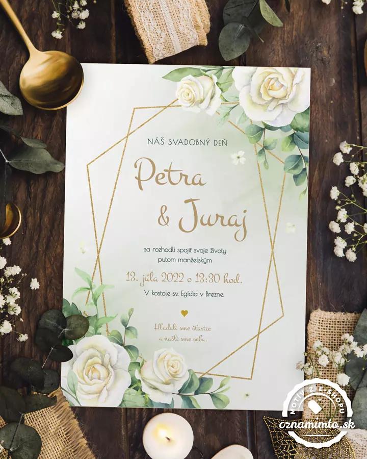 Svadobné oznámenia - Biele ruže