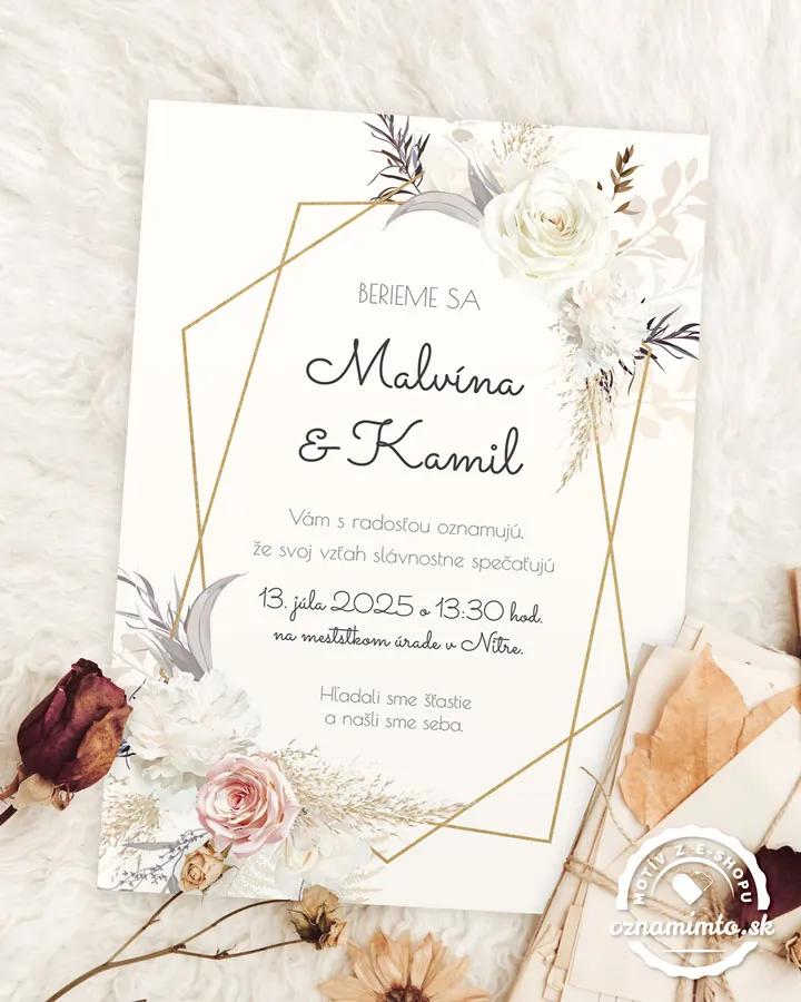 Svadobné oznámenia - Rozkvitnuté kvety 01