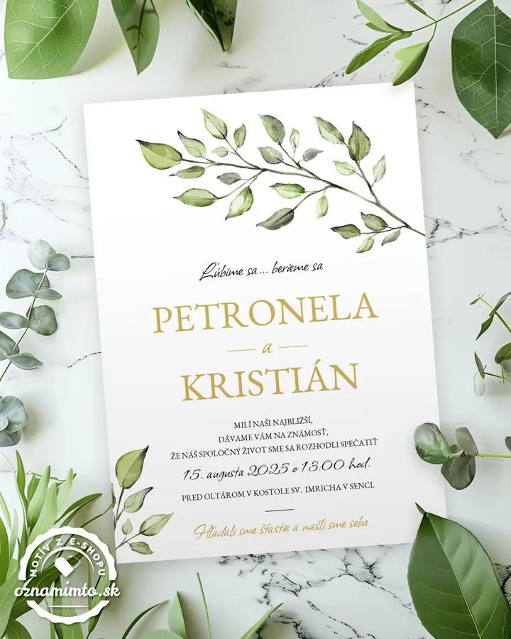 Svadobné oznámenia - Greenery 07