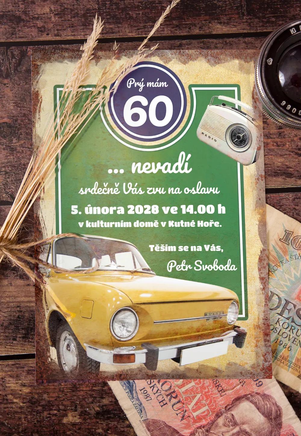 Pozvánka na narozeniny - České Retro