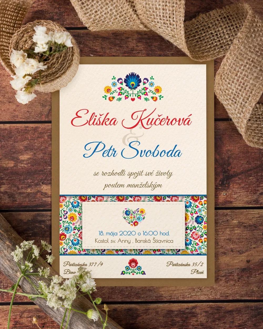 Svatební oznámení s lidovým motivem I.