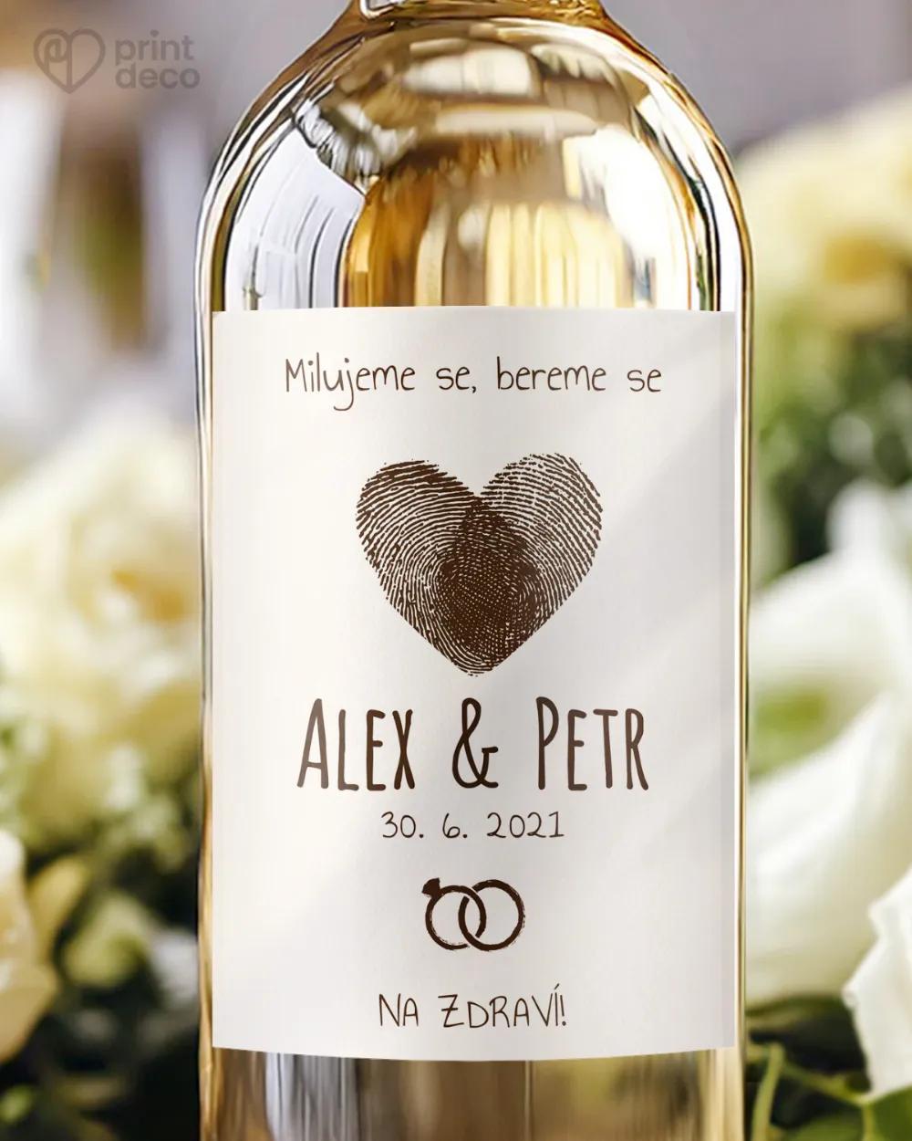 Svadobné etikety na víno / pálenku s Vintage motívom 01