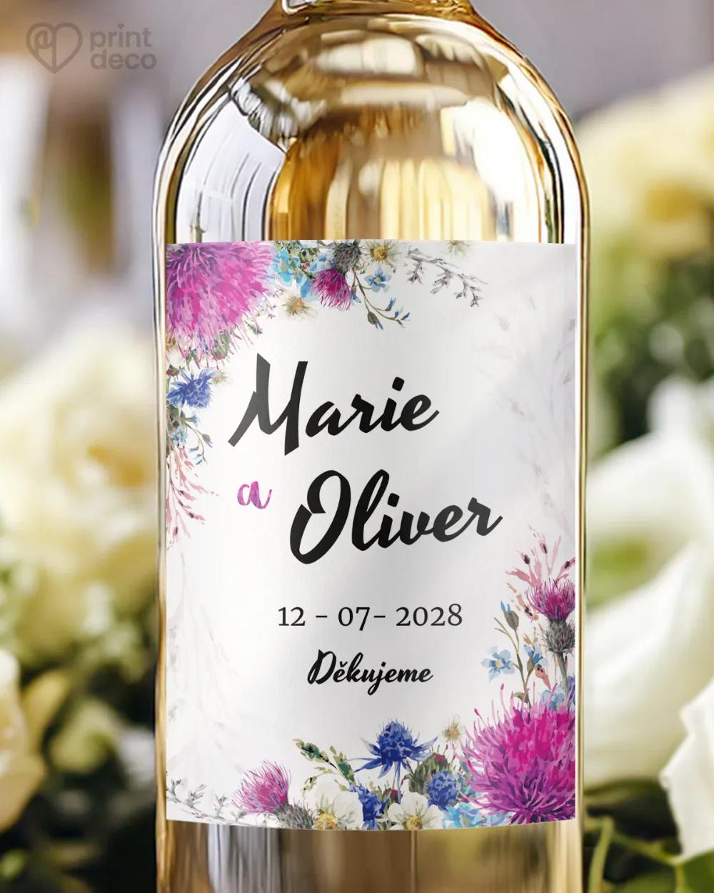 Svatební etikety pestré Polní květiny