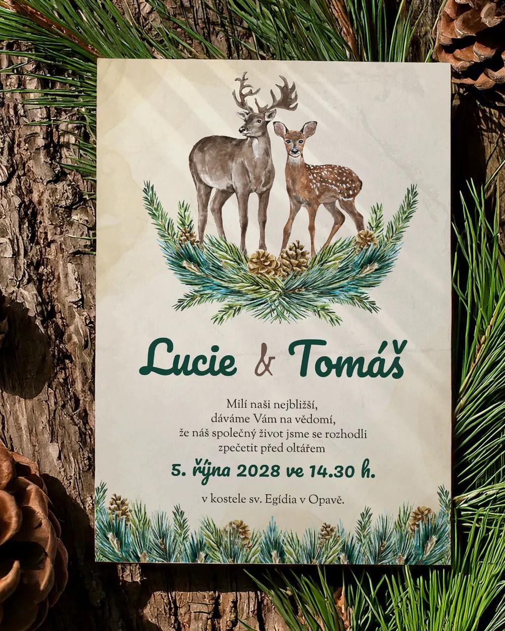 Svatební oznámení - Lesnický / myslivecký motiv