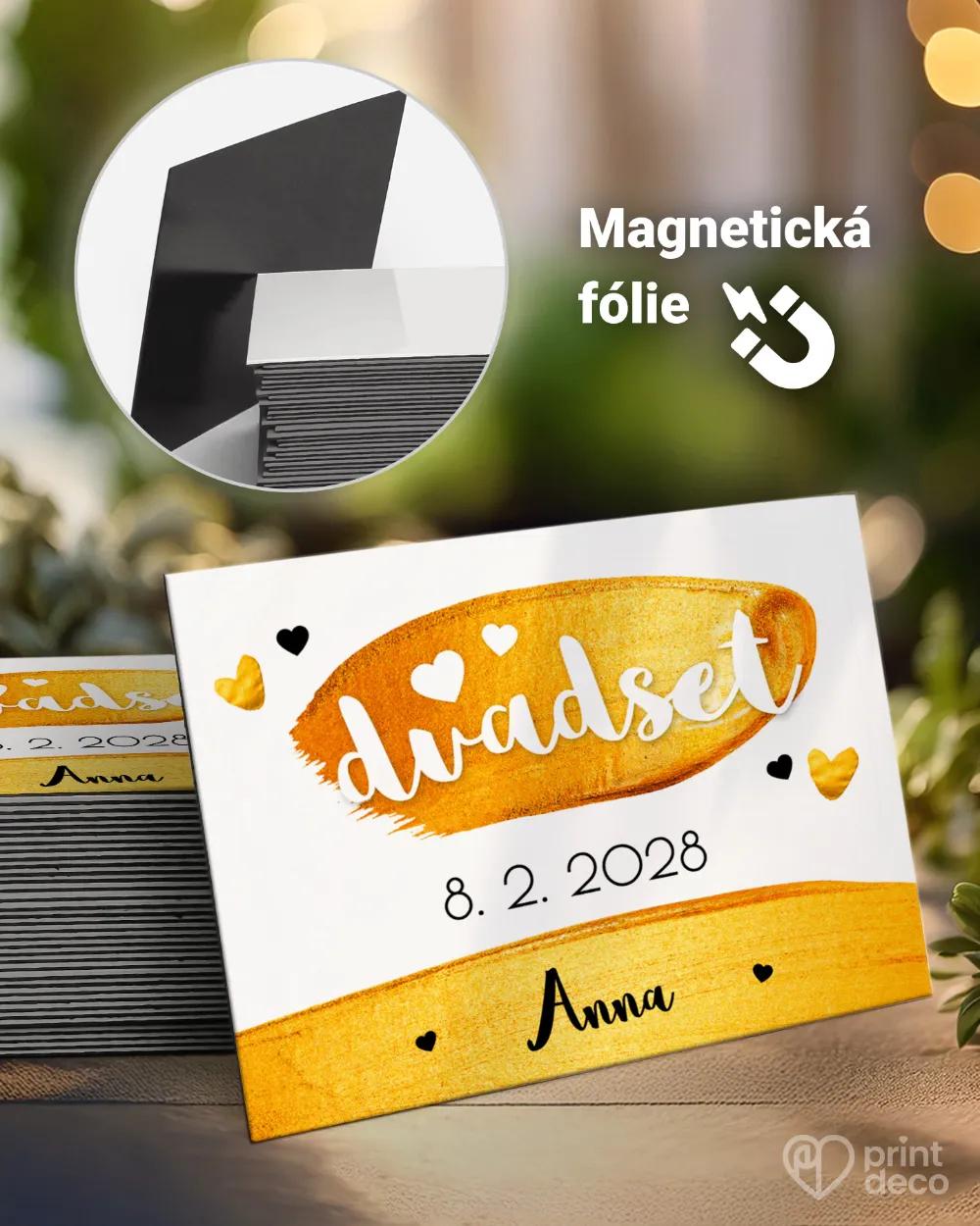 Památeční magnetky z oslavy ve zlatém motivu