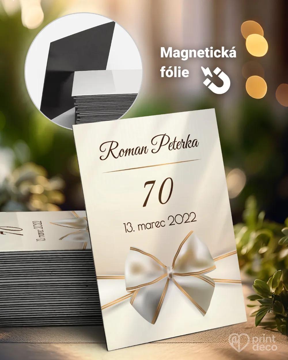 Památeční magnetky z oslavy Luxusní motiv se zlatou mašlí