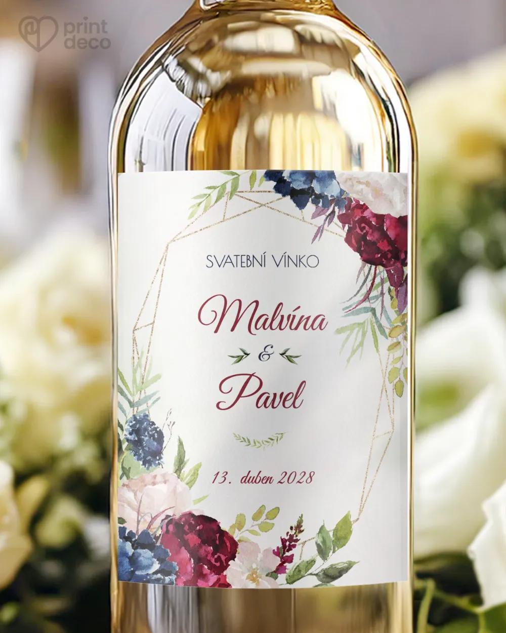 Svatební etikety Burgundy růže