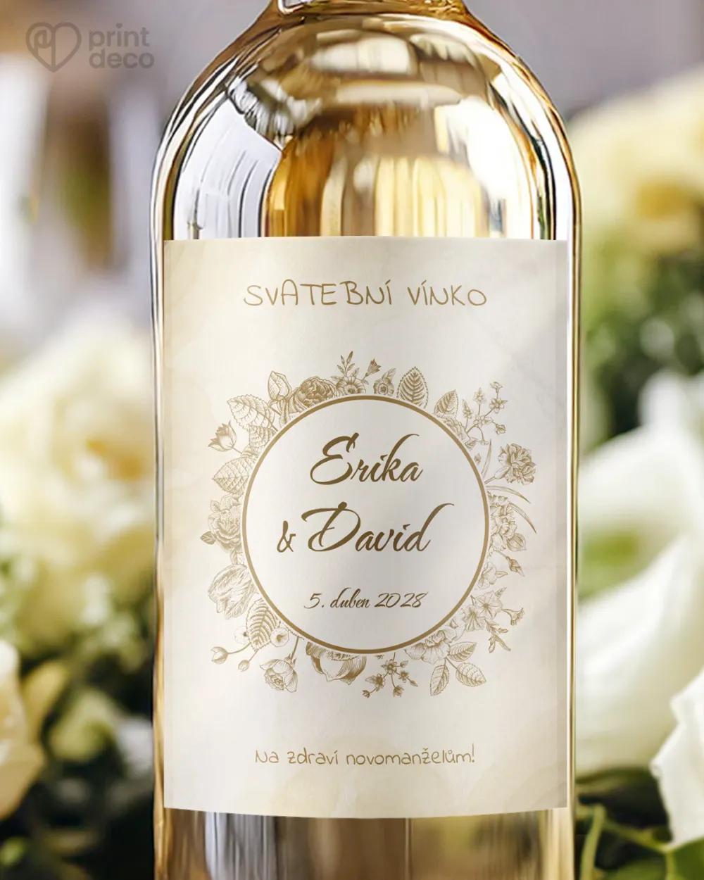 Svatební etikety Vintage květiny