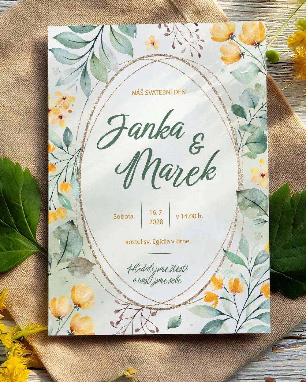 Svatební oznámení - Žluté kvítky