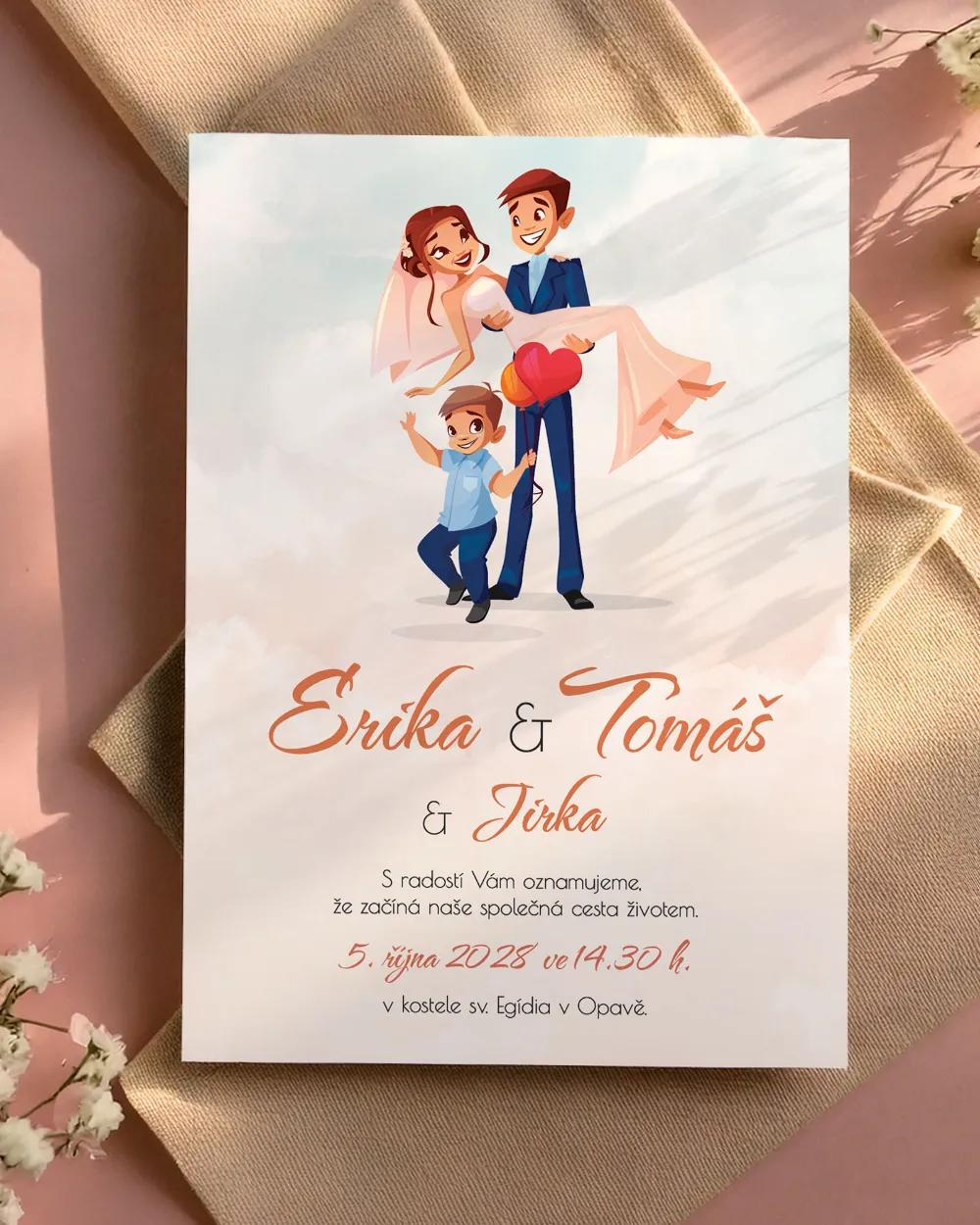 Svatební oznámení - Zamilovaný pár 01 s chlapcem