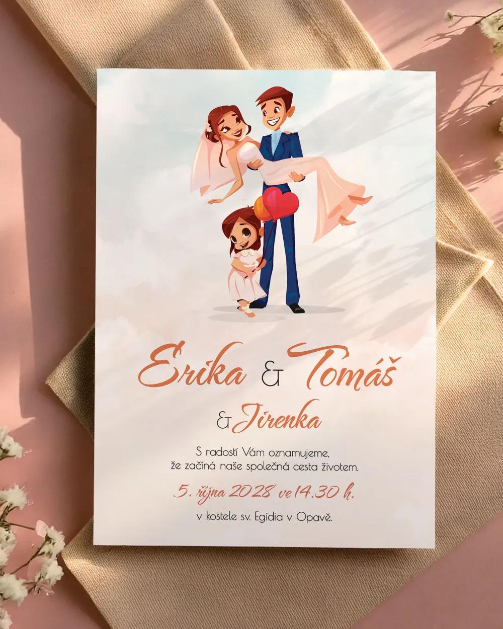 Svatební oznámení - Zamilovaný pár 01 s děvčátkem