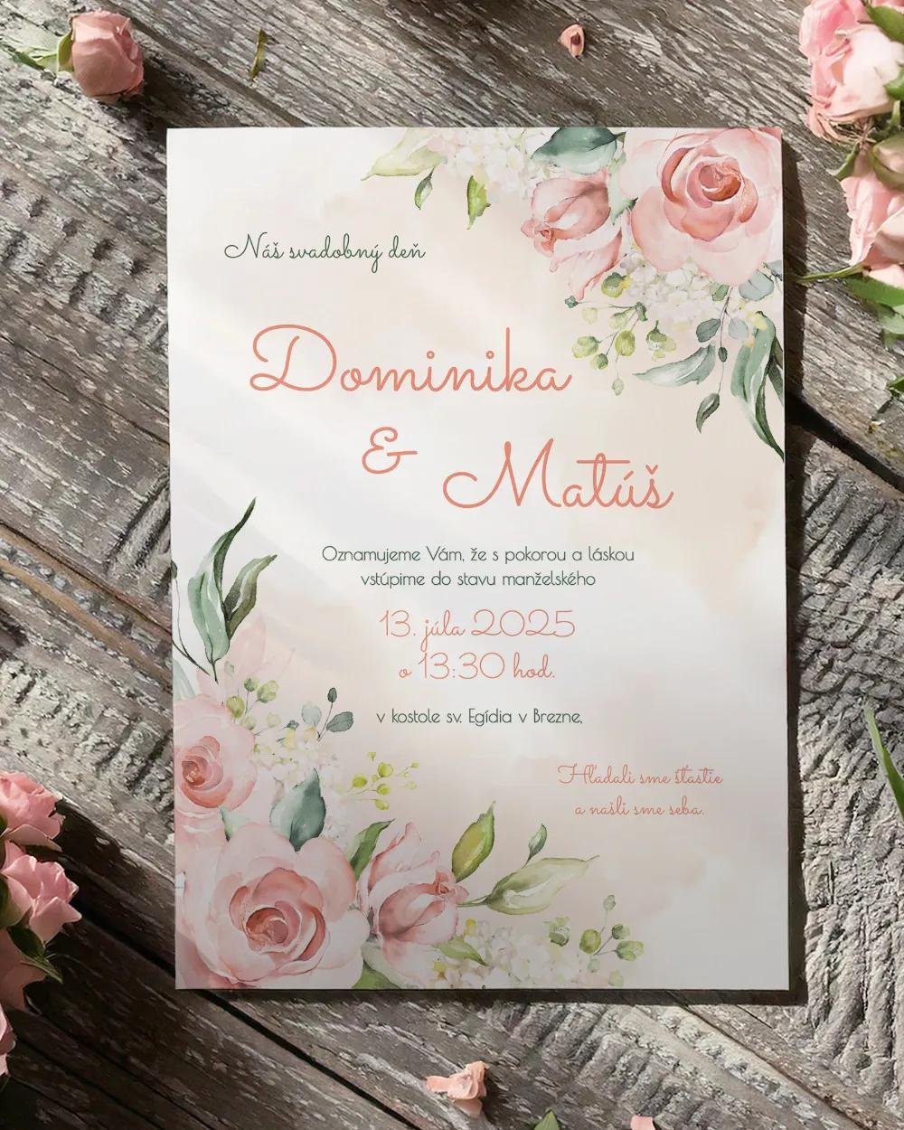 Svatební oznámení - Kvetoucí růže