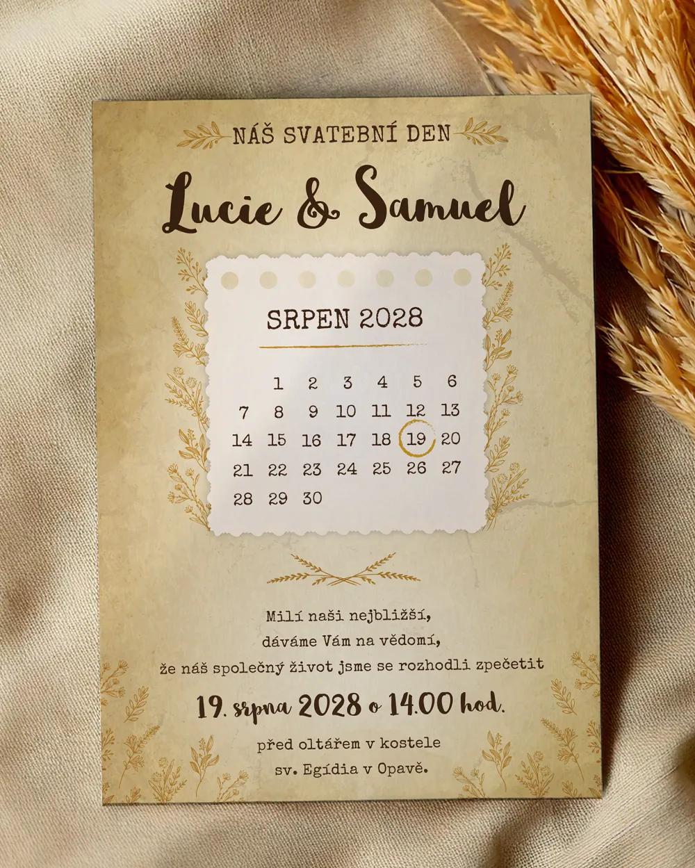 Svatební oznámení - Vintage polní květiny