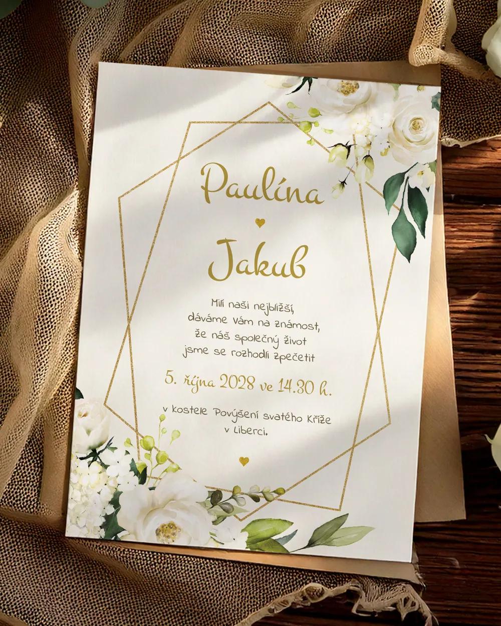 Svatební oznámení - Bílé růže 03