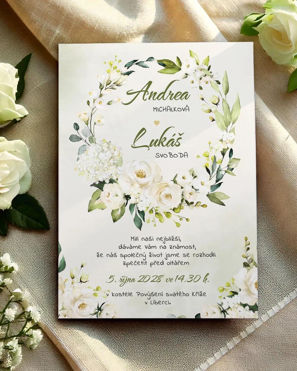 Svatební oznámení - Bílé růže 04