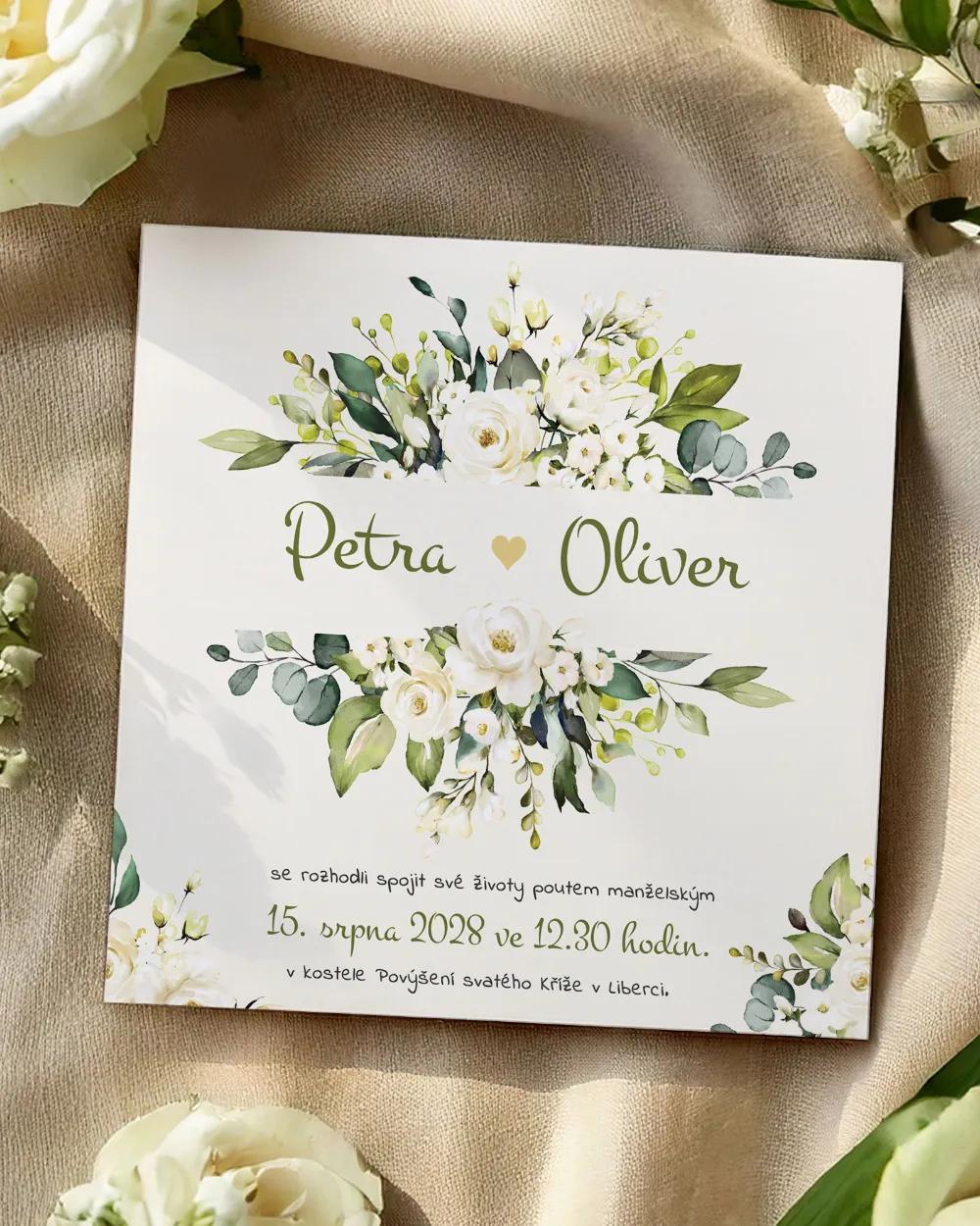 Svatební oznámení - Bílé růže 05