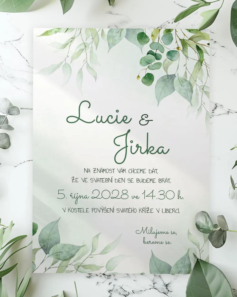Svatební oznámení - Greenery 05
