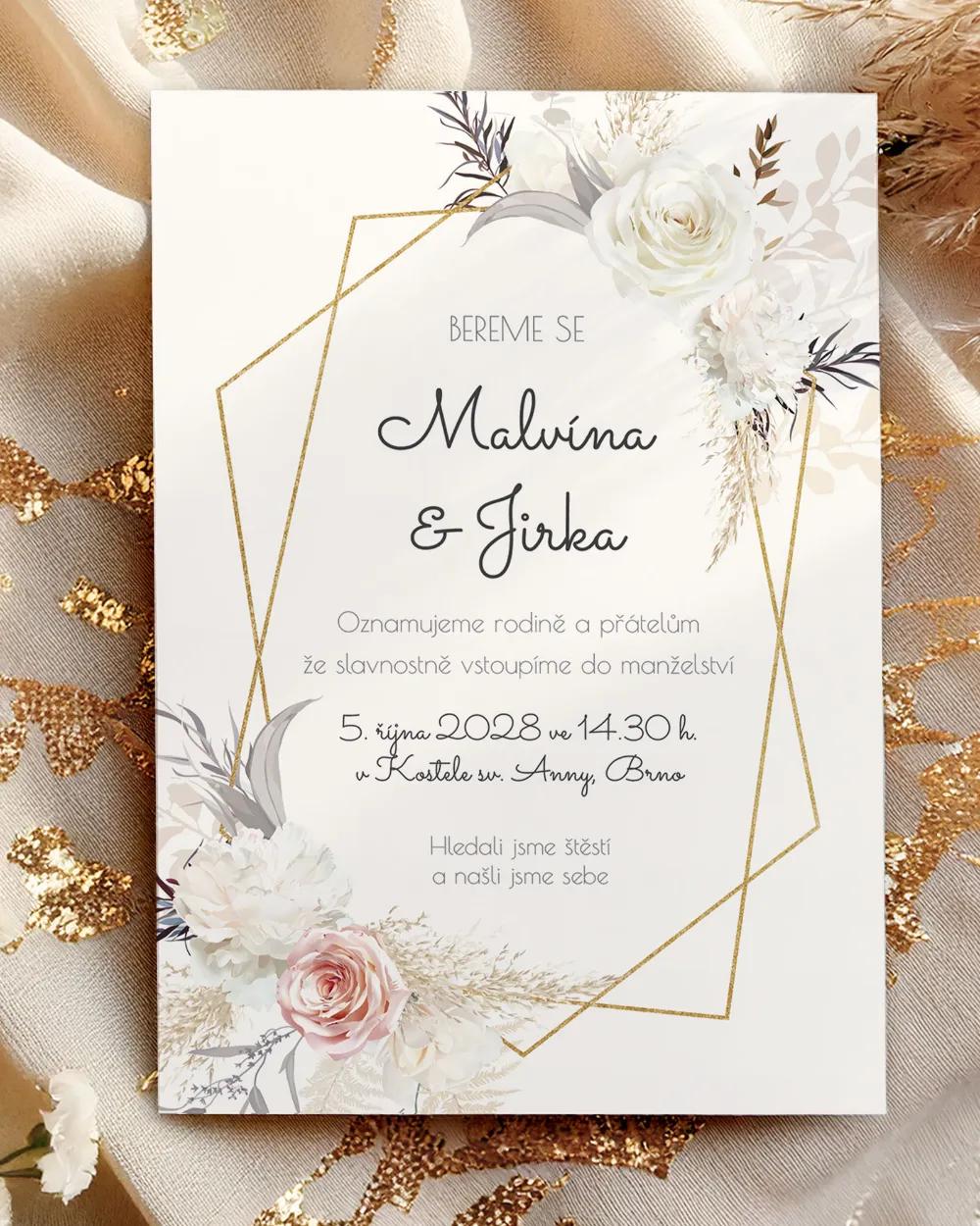 Svatební oznámení - Rozkvetlé květiny 01
