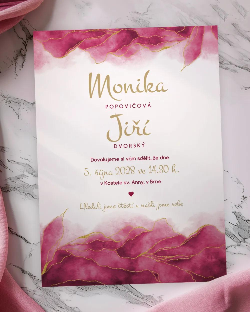 Svatební oznámení - Abstrakt 04 růžová