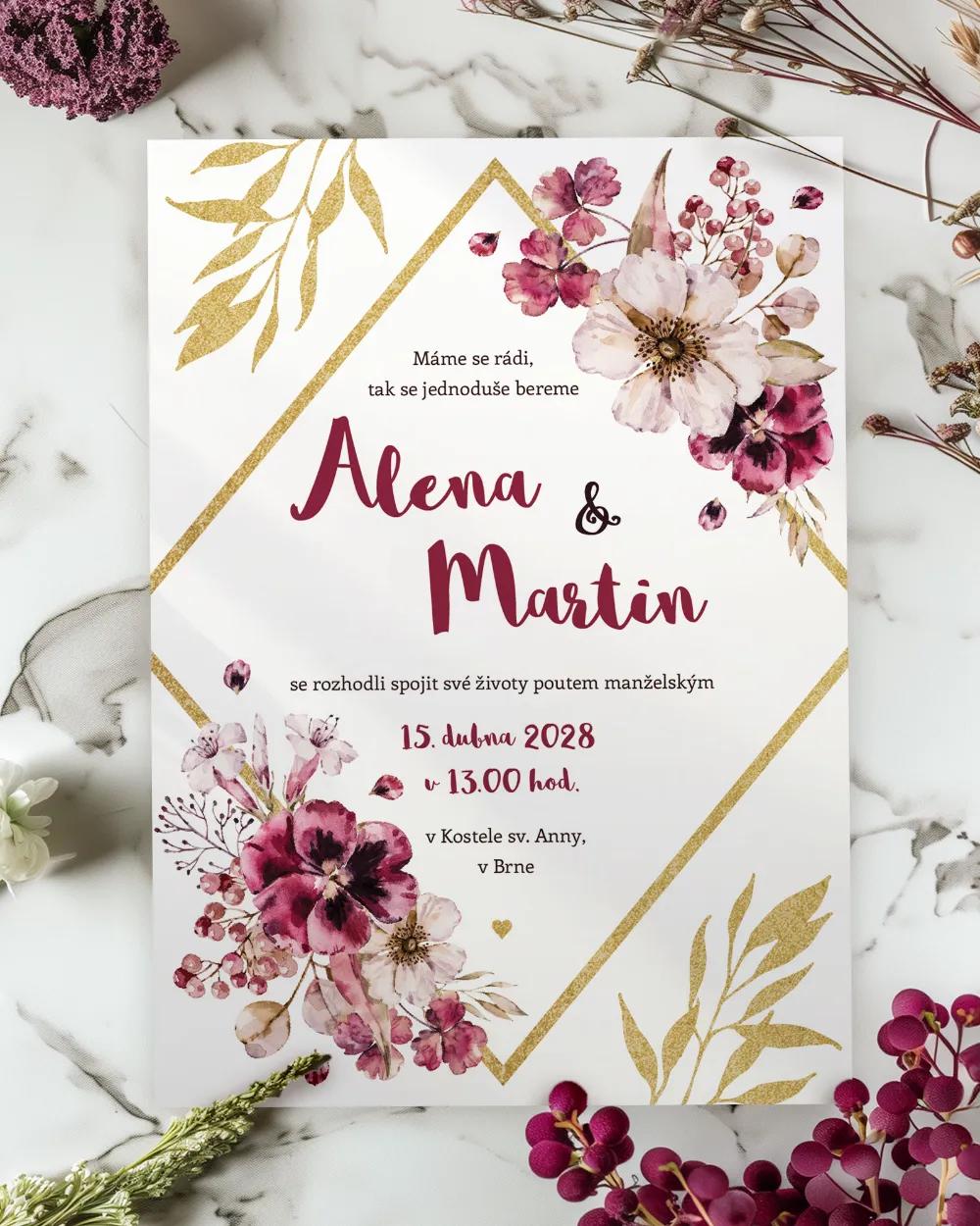 Svatební oznámení - Rozkvetlé květiny 02