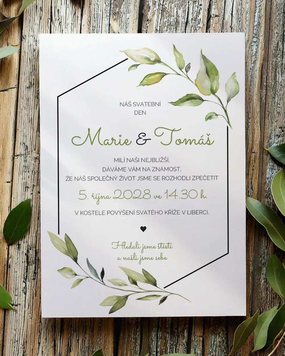 Svatební oznámení - Greenery 06