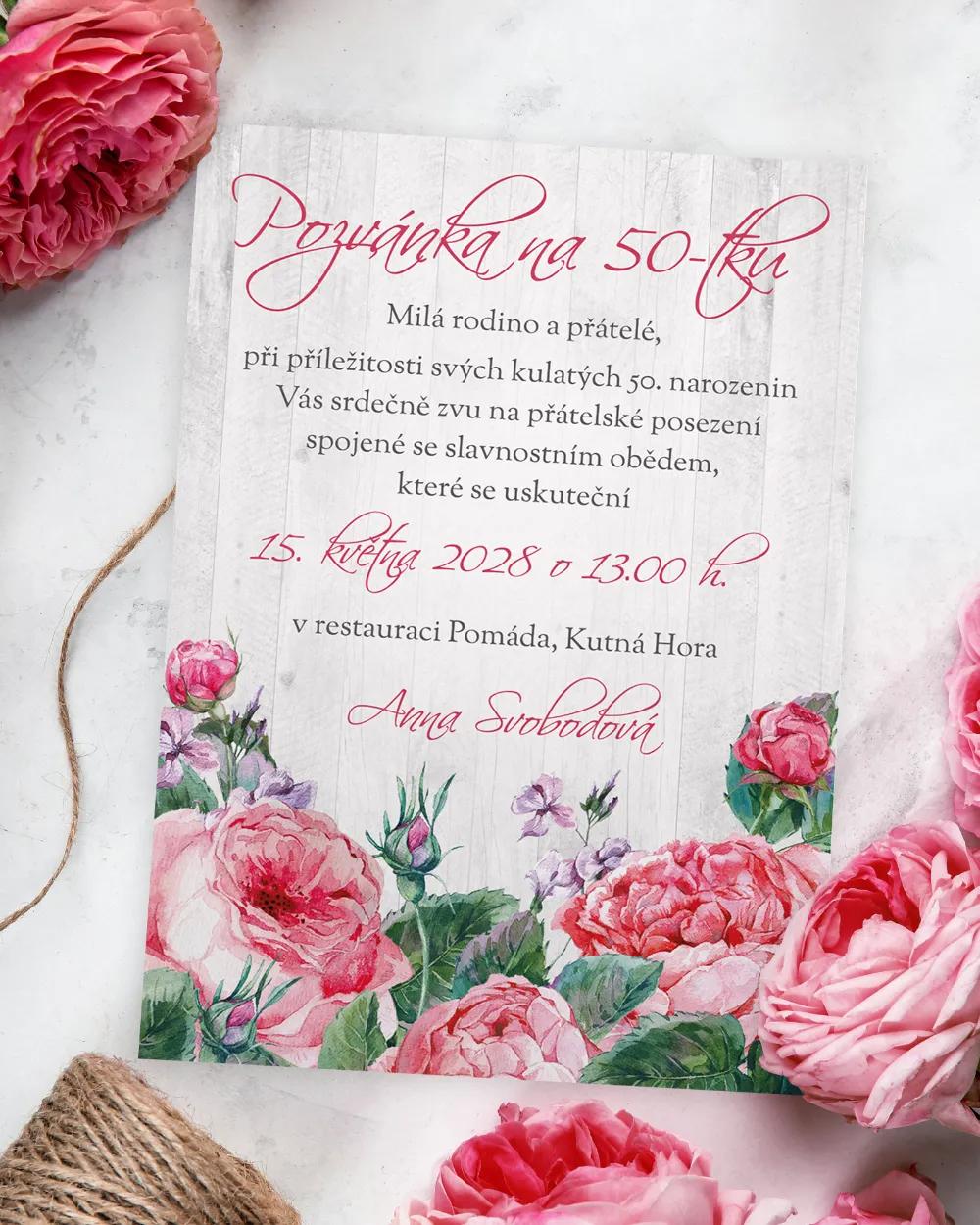 Pozvánka na narozeniny Šípové růže 02