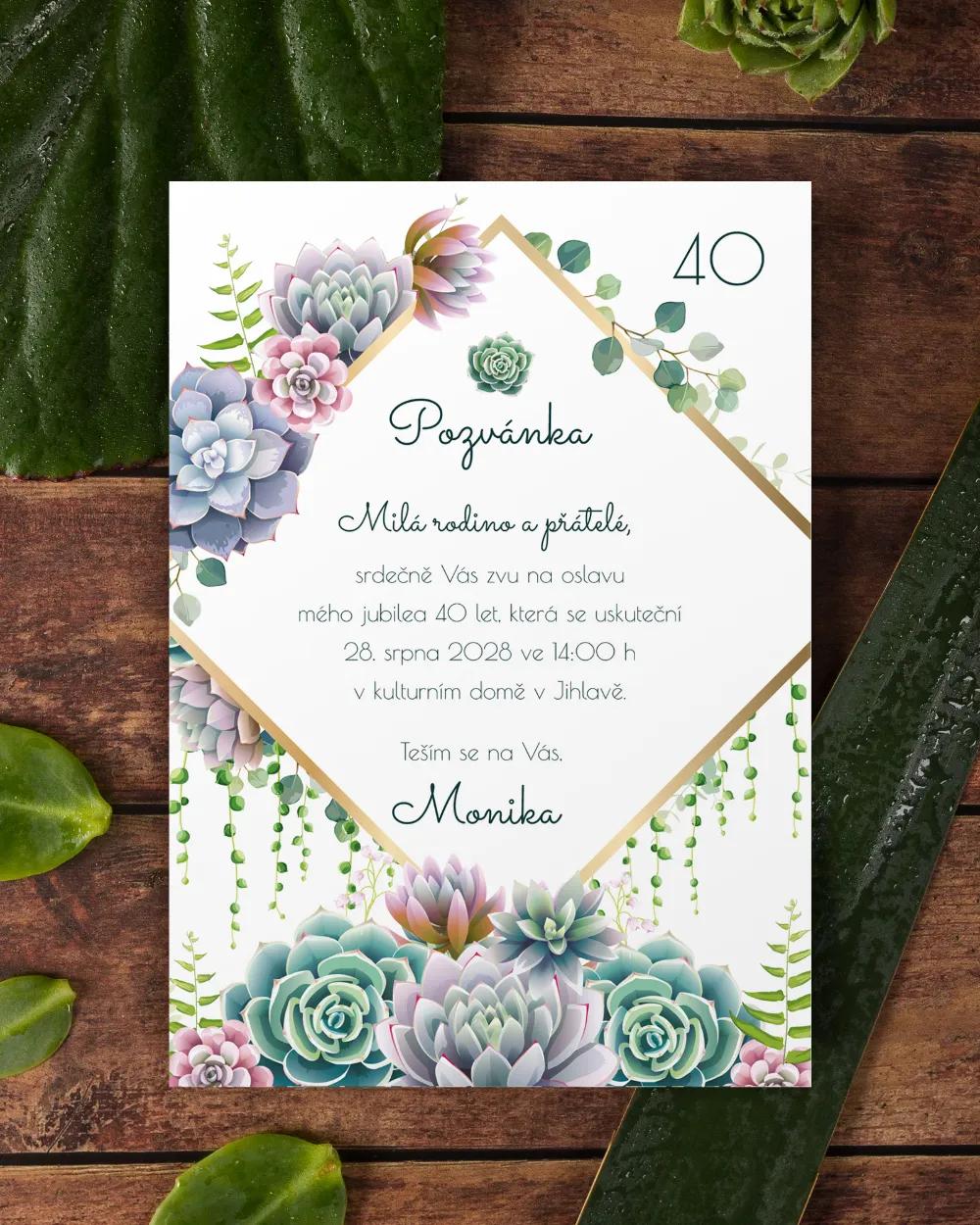 Pozvánka na narozeniny Sukulenty
