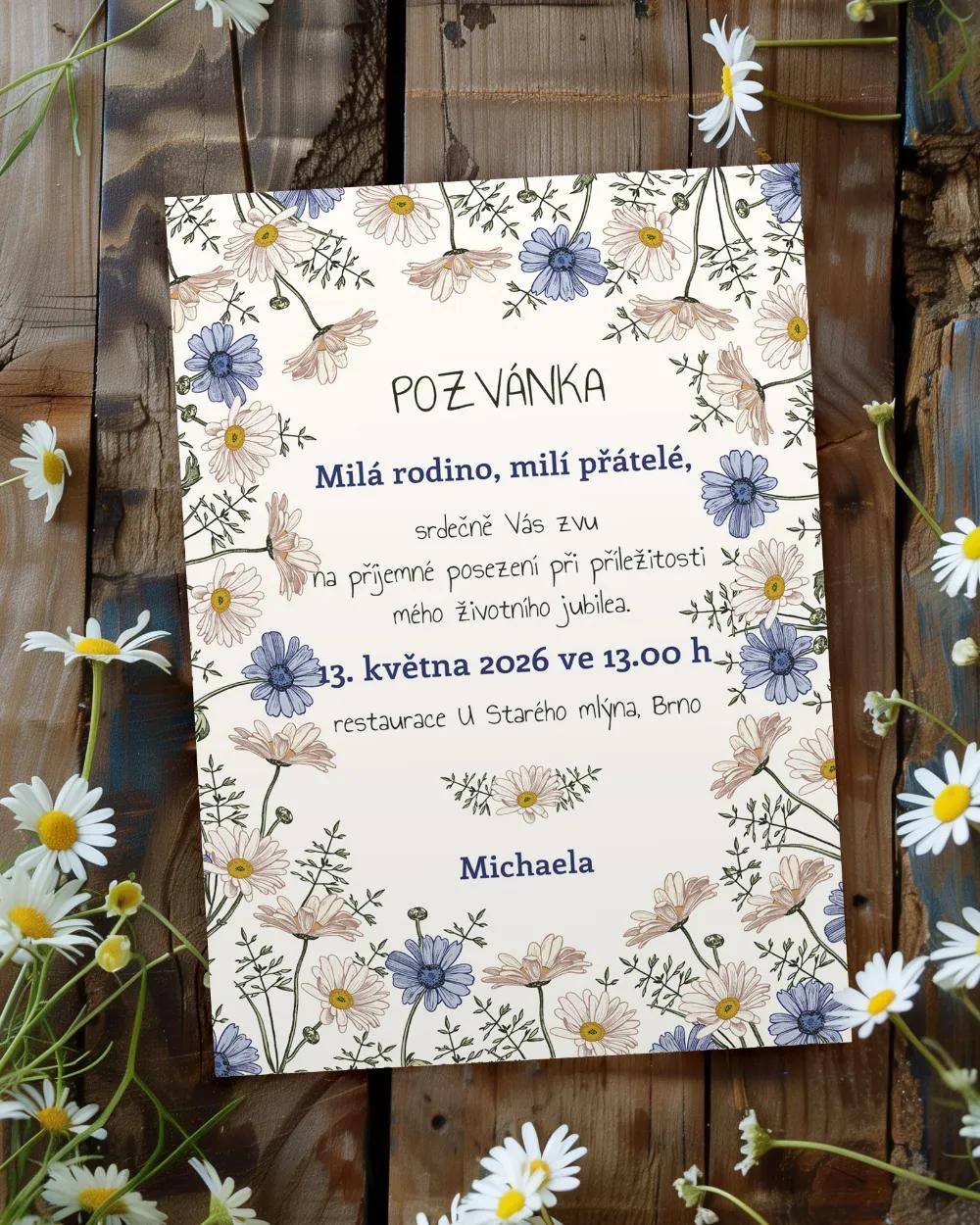 Pozvánka na narozeniny Heřmánek