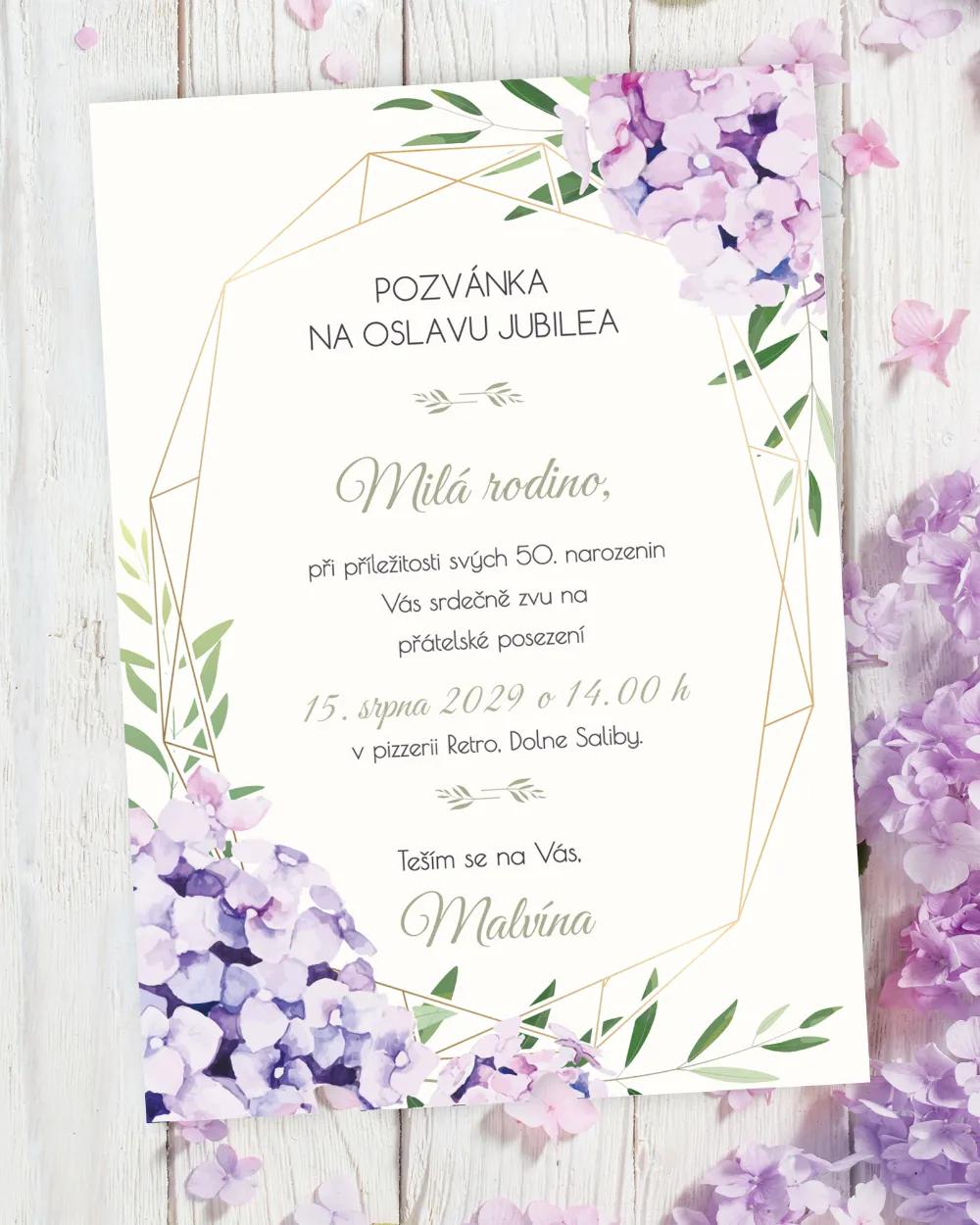 Pozvánka na narozeniny Hortenzie