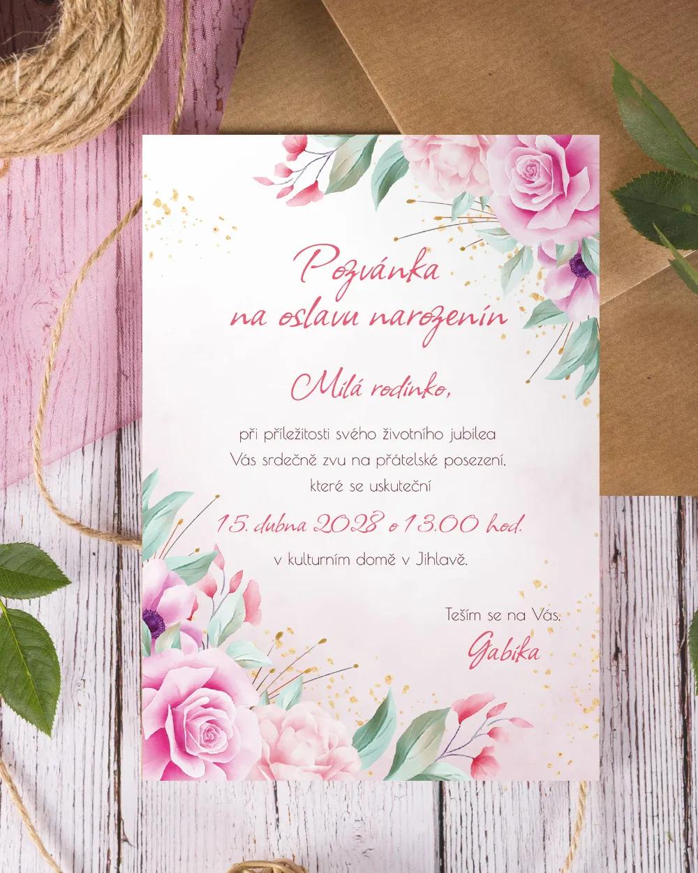 Pozvánka na narozeniny Šípové růže 03
