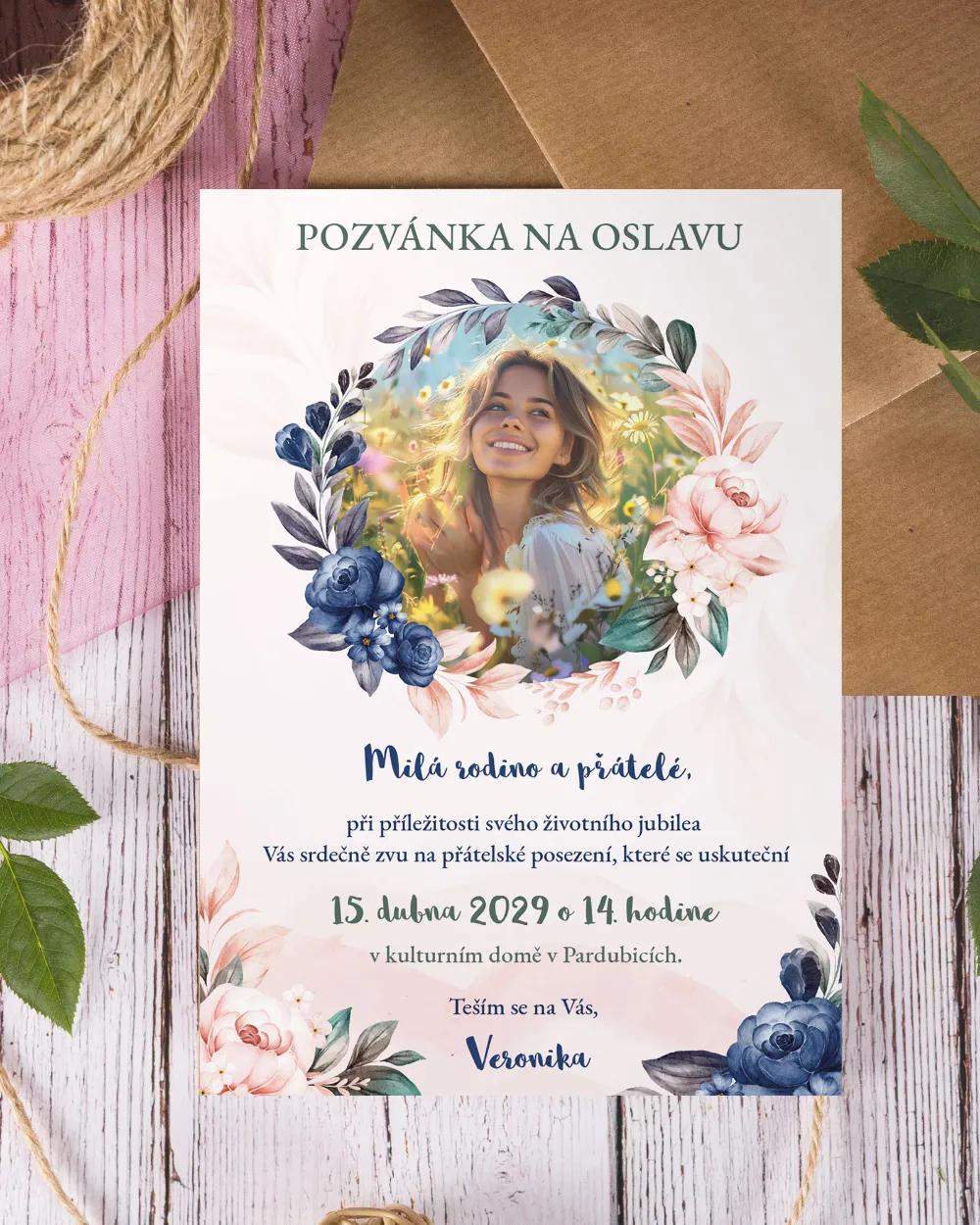 Pozvánka na narozeniny s fotkou Šípové růže 04