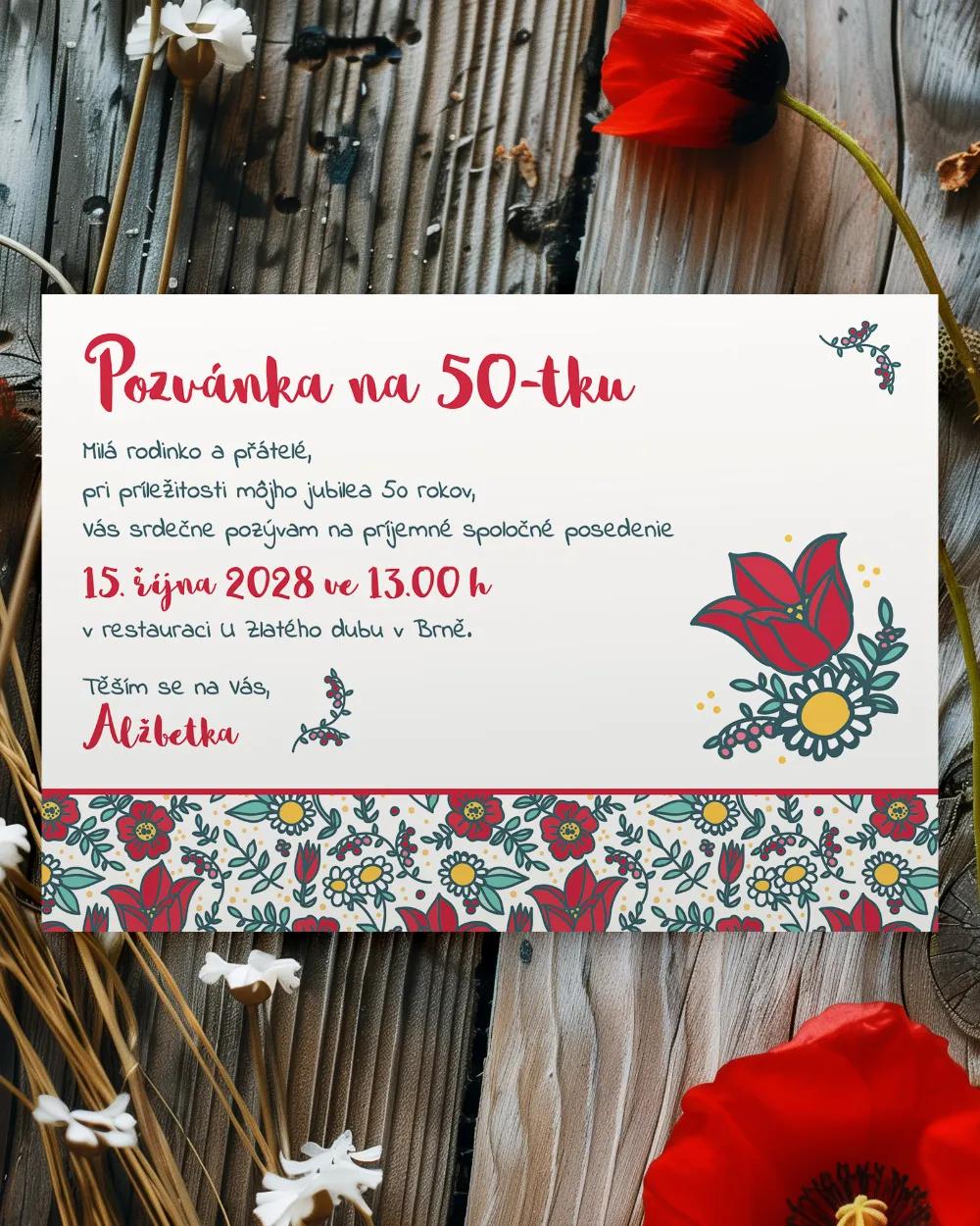 Pozvánka na narozeniny Polní máky 02